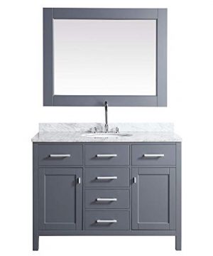 Luca Kitchen Bath LC48CGW Geneva 48 Single Vanity Set In Gray With Carrara Marble Top Sink And Mirror 0 0 300x360