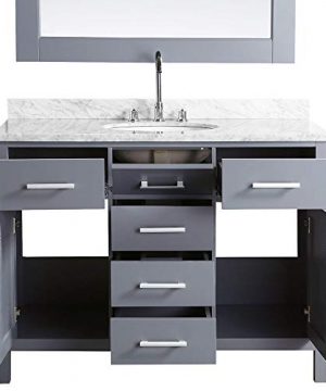 Luca Kitchen Bath LC48CGW Geneva 48 Single Vanity Set In Gray With Carrara Marble Top Sink And Mirror 0 2 300x360