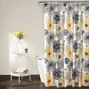 Lush Decor Leah Shower Curtain Bathroom Flower Floral Large Blooms Fabric Print Design 72 X 72 YellowGray 0 100x100