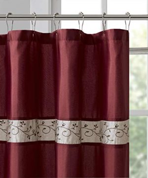 Madison Park Serene Shower Curtain Faux Silk Embroidered Floral
