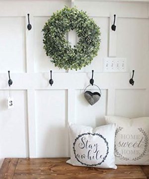 NAHUAA Boxwood Wreath For Front Door Decor 17 Inches Artificial Greenery Wreath Farmhouse Garland Home Office Housewarming Gift Greenery Decorations 0 3 300x360