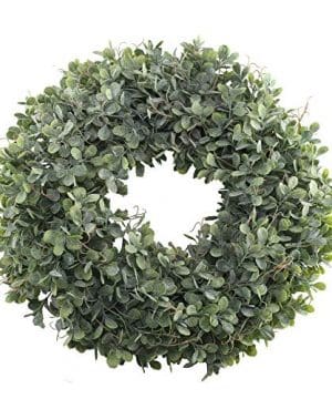 NAHUAA Boxwood Wreath For Front Door Decor 17 Inches Artificial Greenery Wreath Farmhouse Garland Home Office Housewarming Gift Greenery Decorations 0 300x360