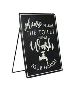 NIKKY HOME Vintage Metal Bathroom Sign Toilet Rules Table Art Print 10 X 8 Inch Please Flush The Toilet And Wash Your Hands 0 300x360