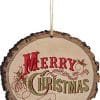 P Graham Dunn Merry Christmas Holly Vintage Design Rustic Bark Look Wood Christmas Ornament 0 100x100