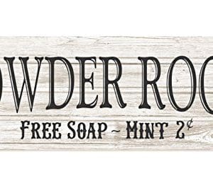 Powder Room Rustic Wood Wall Sign 6x18 White 0 300x263