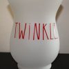 Rae Dunn Twinkle In Large Christmas RED Letters LL Frosted Glass 9 Inch Vase Candle Holder Hurricane Lamp By Magenta 0 100x100