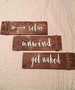 Relax Unwind Get Naked Brown Bathroom Spa Wooden Signs 0 300x360