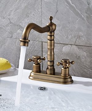 Rozin 4 Inch Centre Hole Bathroom Sink Faucet 2 Knobs Basin Mixer Tap Antique Brass 0 3 300x360