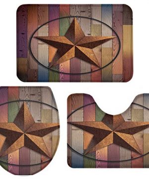 Rustic Barn Star Vintage Texas Star Wooden 3 Piece Plush Bathroom