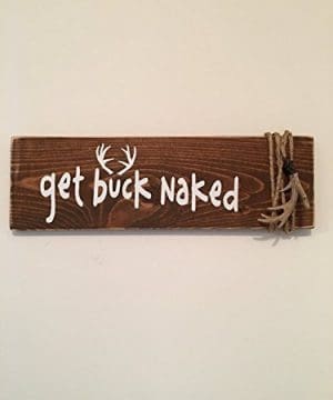 Rustic Buck Naked Bathroom Spa Sign 0 300x360