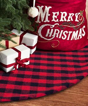 S DEAL Checked Tree Skirt Plaid Christmas Double Layers Dcor For Indoor Outdoor Mat Xmas Party 0 300x360