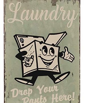 SKYC Laundry Drop Your Pants Here Vintage Retro Metal Sign Home Bathroom Laundry Decor Wash Room Signs 8X12Inch 0 300x360