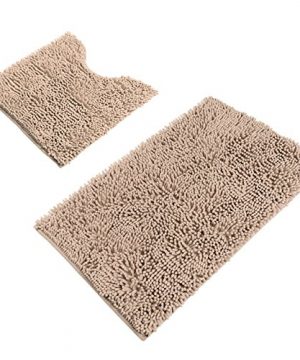 Sivily Bath Rug Microfiber Shaggy U-Shaped Toilet Contour Rug Toilet Mat Bath Mat Non Slip Bathroom Rug