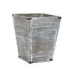 VERGOODR Gray Farmhouse Style Torched Wood Square Waste Bin With Decorative Metal Brackets Trash Can For BedroomLiving Room Bathroom Office 0 100x100