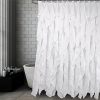 Volens White Ruffle Shower Curtain Farmhouse Fabric Cloth Shower Curtains For Bathroom 72x72 In Long 0 100x100