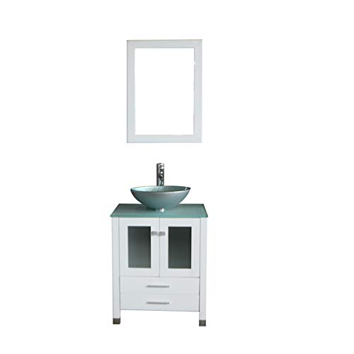 Walcut 24 Inch White Bathroom Vanity And Sink Combo Modern Mdf