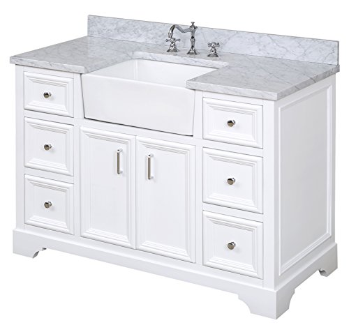 Zelda 48 Inch Bathroom Vanity Carrara, 48 Inch Farmhouse Sink Bathroom Vanity