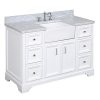 Zelda 48 Inch Bathroom Vanity CarraraWhite Includes A Carrara Marble Countertop White Cabinet With Soft Close Doors Drawers And White Ceramic Farmhouse Apron Sink 0 100x100
