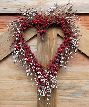 Idyllic Heart Wreath Handmade Red Berry Heart Shaped Wreath Rustic