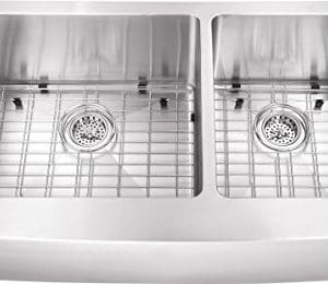 0263AP 36x20x10 6040 Farmhouse Apron Front Farm House 16 Gauge Double Bowl Stainless Steel Sink INCLUDES Grid Set And Strainers 0 300x260