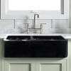 33 Mableton Smooth Polished Black Granite 6040 Offset Double Bowl Farmhouse Sink 0 100x100