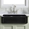 33 Marietta Smooth Polished Black Granite Single Bowl Farmhouse Sink Recessed Front 0 100x100