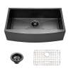 GhomeG GAB33219R1 Black 33 Inch Farmhouse Apron Single Bowl 16 Gauge Stainless Steel Luxury Kitchen Sink Apron 0 100x100