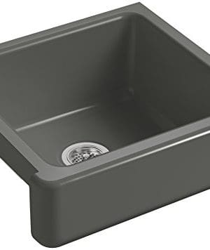 KOHLER-K-5664-58-Whitehaven-Farmhouse-Self-Trimming-Undermount-Single-Bowl-Kitchen-Sink-with-Short-Apron-23-12-Inch-x-21-916-Inch-x-9-58-Inch-Thunder-Grey-0
