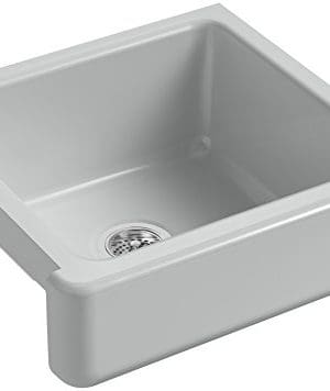 KOHLER-K-5664-95-Whitehaven-Farmhouse-Self-Trimming-Undermount-Single-Bowl-Kitchen-Sink-with-Short-Apron-23-12-Inch-x-21-916-Inch-x-9-58-Inch-Ice-Grey-0