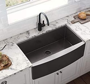 farmhouse stainless steel sinks gunmetal apron ruvati sink matte bowl inch single kitchen