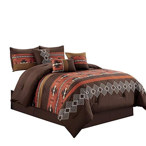 7-piece Southwestern Wild Horses Microsuede Bedding Comforter Set King 