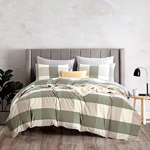 Atsense Duvet Cover King 100 Washed Cotton Bedding Duvet Cover Set 3 Piece Ultra Soft And Easy Care Simple Style Farmhouse Goals