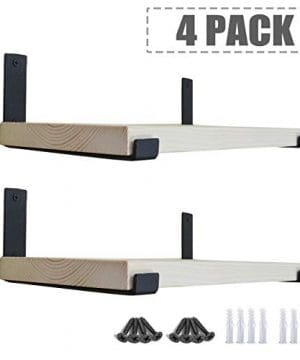 AddGrace 4 Pack Iron Shelf Brackets Angle Lip Bracket Wall Mounted Shelving Support With Screws For Wood Board Shelves Black 8 Inch 0 300x360