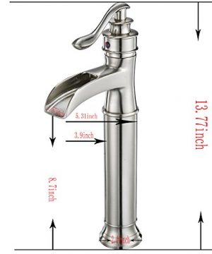 Aquafaucet Waterfall Bathroom Faucet Brushed Nickel Single Handle One Hole Vessel Sink Faucet Lavatory Tall Body Commercial 0 0 300x360