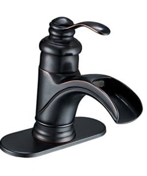 BWE Waterfall Single Handle Bathroom Sink Faucet Oil Rubbed Bronze Deck Mount Lavatory Commercial 0 300x360