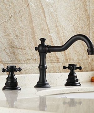 Beelee Deck Mounted Three Holes Double Handles Widespread Bathroom Sink Faucet Oil Rubbed Bronze 0 3 300x360