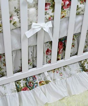 Brandream Crib Bedding Sets For Girls Vintage Ruffled Floral Baby Nursery Crib Sets Sweet Chic Girls Bedding 100 Cotton 0 2 300x360