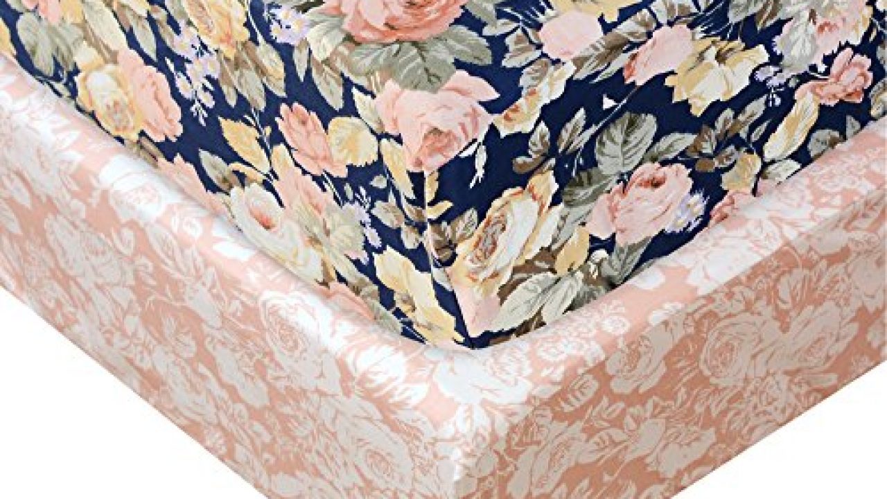 navy and pink floral crib bedding