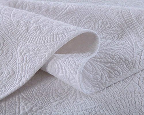 Brandream Luxury White Quilt Bedding Set 3 Piece Oversized 