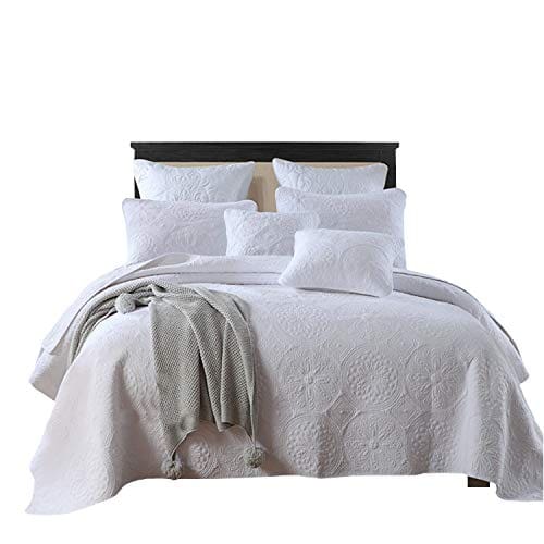 Brandream Luxury White Quilt Bedding, Luxury White Bedding King Size