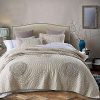 Brandream Shabby Farmhouse Bedding Sets King Size Quilt Set Beige 100 Cotton Bedspreads Queen Size Coverlet Set 0 100x100