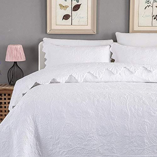 Brandream White Quilts Set Queen King, King Size Bedding Sets Farmhouse