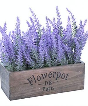 Butterfly Craze Artificial Lavender Plant With Silk Flowers For Wedding Decor And Table Centerpieces Lavender WRectangular Pot 0 300x360