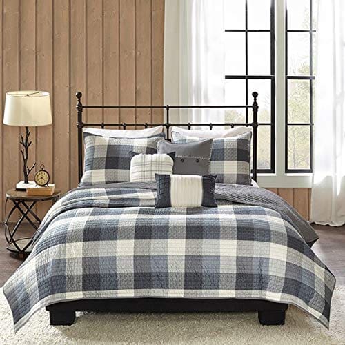 Country-Farmhouse-Rustic-Grey-Plaid-Buffalo-Check-FullQueen-6-Piece-Quilt-Set-Homemade-Wax-Melts-0-0