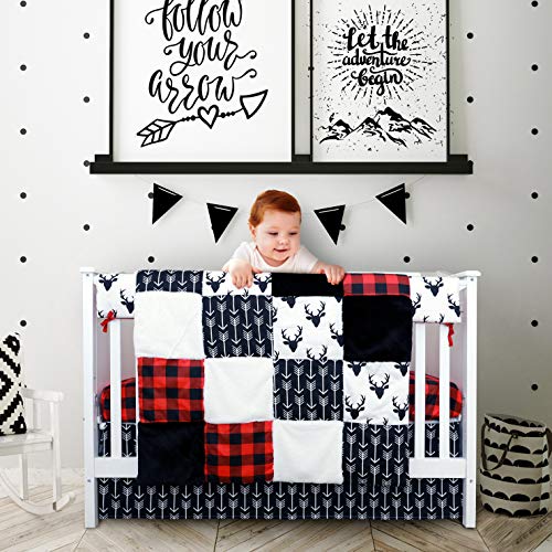 crib bedding sets for boys 4 piece woodland set for baby boy rustic nursery decor