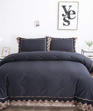 Fadfay Shabby Black Bedding Set With Chic Luxury Lace 100 Cotton