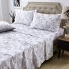 FADFAY Sheet Set Queen Farmhouse Bedding Shabby Floral Vintage Bedding 100 Cotton Super Soft Hypoallergenic White And Grey Deep Pocket Fitted Sheet 4 Pieces Queen Size 0 100x100
