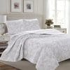 Great Bay Home 3 Piece Reversible Quilt Set With Shams All Season Bedspread With Floral Print Pattern In Contemporary Colors Emma Collection Brand King Grey 0 100x100