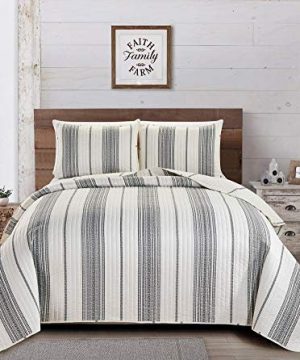Great Bay Home Modern Bedspread FullQueen Size Quilt With 2 Shams Modern 3 Piece Reversible All Season Quilt Set Black And White Quilt Coverlet Bed Set Wesley Collection 0 0 300x360