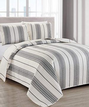 Great Bay Home Modern Bedspread FullQueen Size Quilt With 2 Shams Modern 3 Piece Reversible All Season Quilt Set Black And White Quilt Coverlet Bed Set Wesley Collection 0 300x360